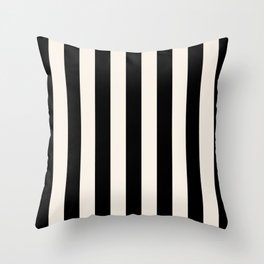 Black And Cream White Vertical Stripes Throw Pillow