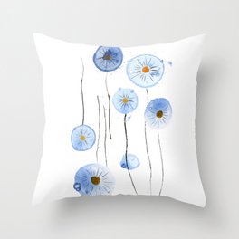 blue abstract dandelion 2 Throw Pillow