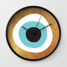 Gold Evil Eye 70s Bohemian Lucky Charm Nazar  Wall Clock | Turkishevileye, Geometrical, Black, 70Sstyle, Nazarboncugu, Midcenturymodern, Boho, Gold, Graphicdesign, Amulet 