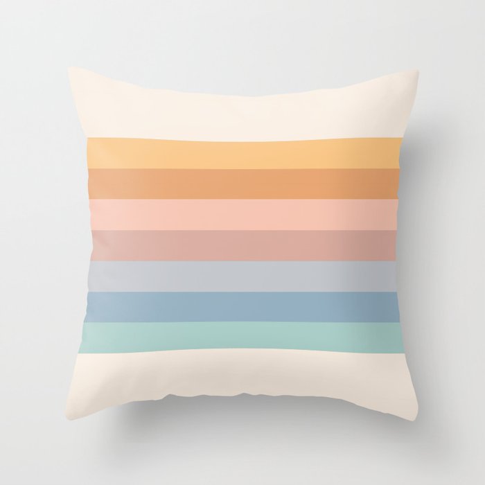 Pastel Retro Rainbow Stripes  Throw Pillow