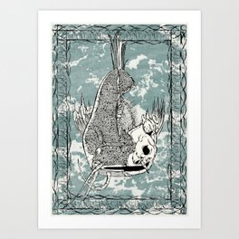 The Corralled Catfish - Blue Art Print