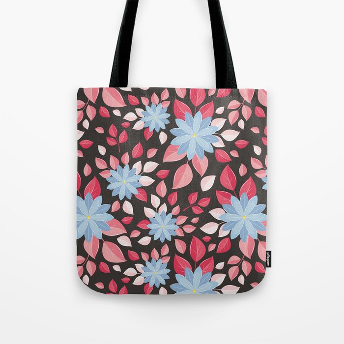 Seamless wall-paper, decorative flowers, black background Tote Bag by ...