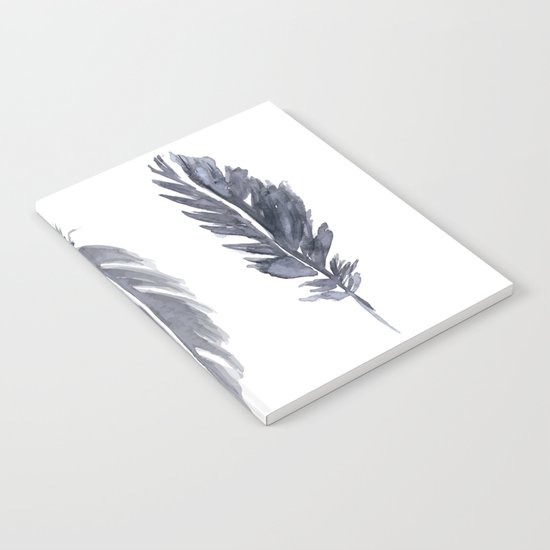 Black watercolor feathers Notebook