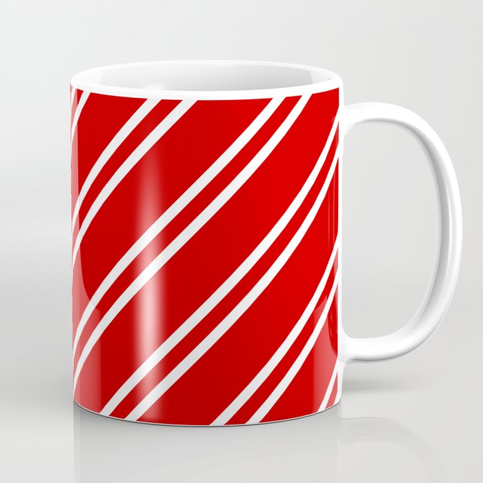 Red and White Diagonal lines pattern Coffee Mug