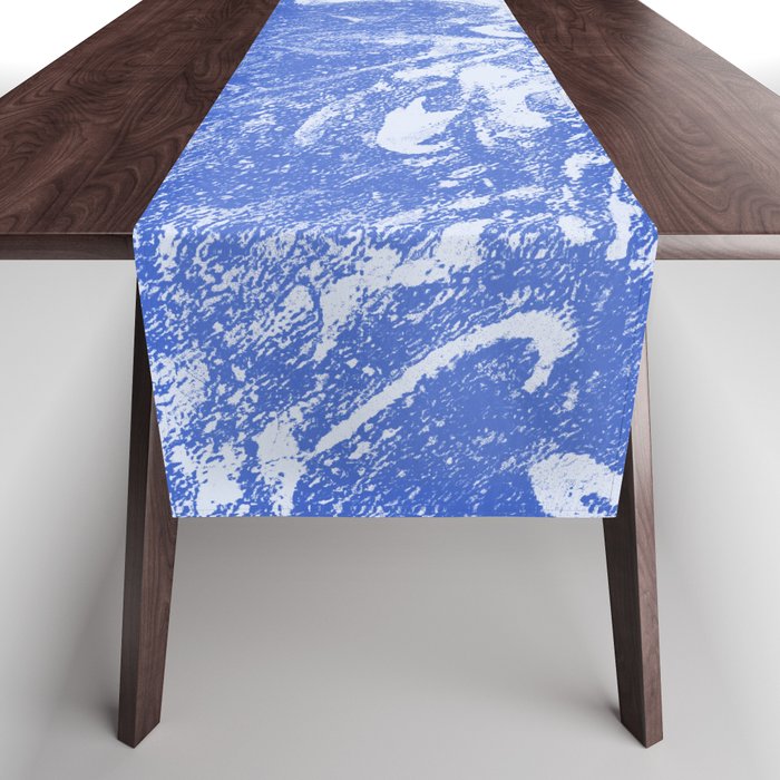 Indigo Watercolor Ocean Marble Meditation Table Runner