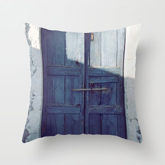 Santorini Door I Throw Pillow