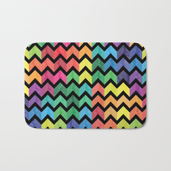 Watercolor Chevron Pattern V Bath Mat