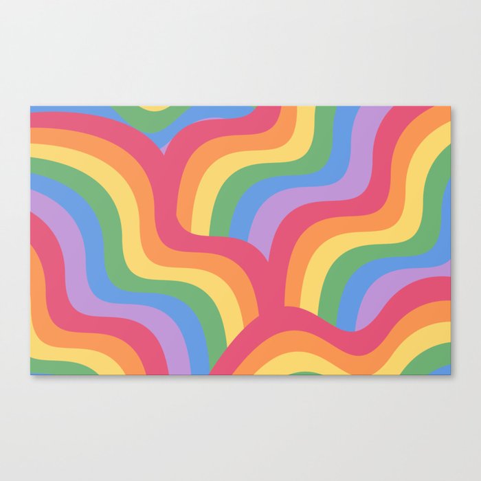 PRIDE Flag Rainbow Retro Swirls III Canvas Print