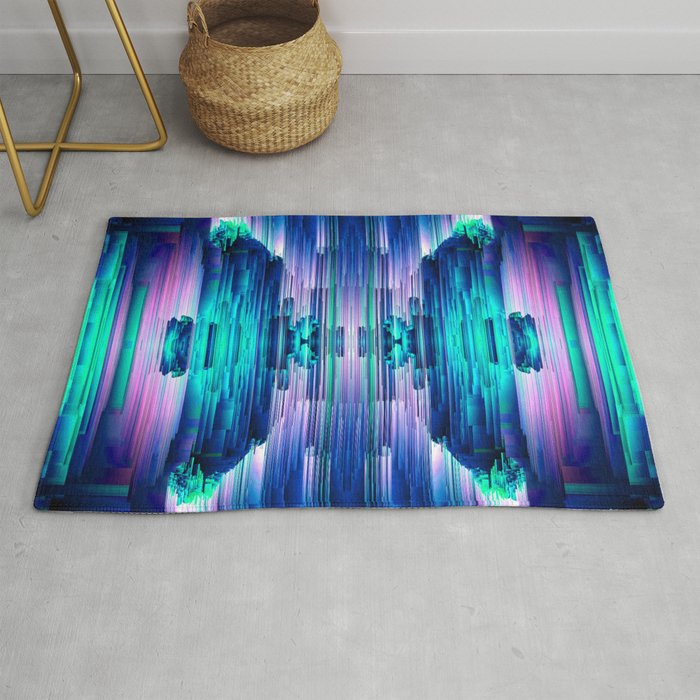 Cavernous Glitch Abstract Pixel Art Rug By Jenniferbradford