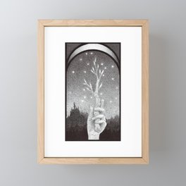 Ace of Wands Framed Mini Art Print | Nature, Night, Mountains, Woods, Tarot, Moon, Stars, Drawing, Witch 