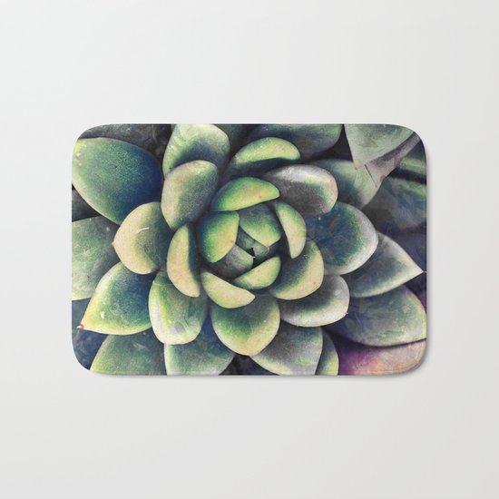 Green & yellow succulent Bath Mat