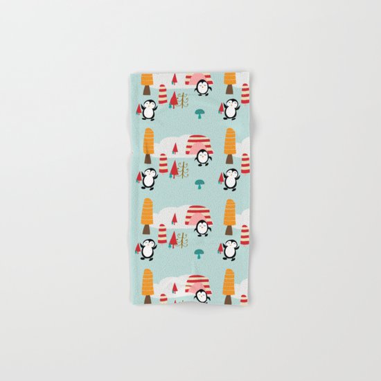 Oriana Penguin blue Hand & Bath Towel