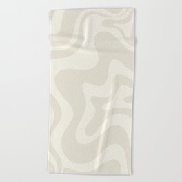 Liquid Swirl Contemporary Abstract Pattern in Barely-There Pale Beige and Light Cream  Beach Towel