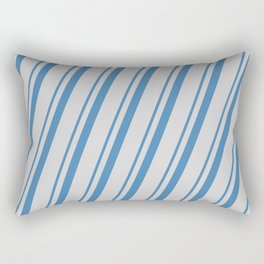 [ Thumbnail: Blue & Light Gray Colored Striped/Lined Pattern Rectangular Pillow ]
