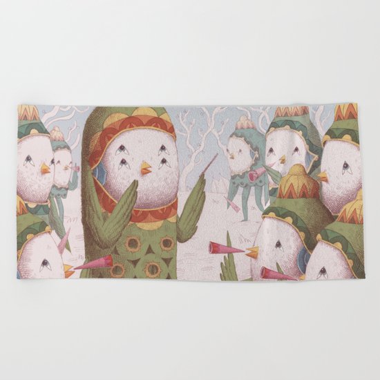 Trumpet Bird Orchestra Beach Towel