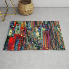 Colorful Metropolis Rug | Signs, Business, Texture, City, Bar, Life, Stores, Buildings, Retail, Industry 