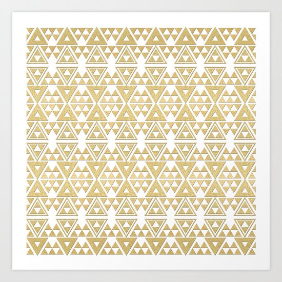 White and Gold Geometric Pattern 2 Art Print