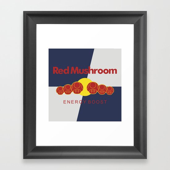 Red Mushroom Energy Boost Framed Art Print