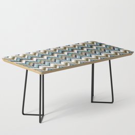 8-Bit Ikat Pattern – Blue & Tan Coffee Table