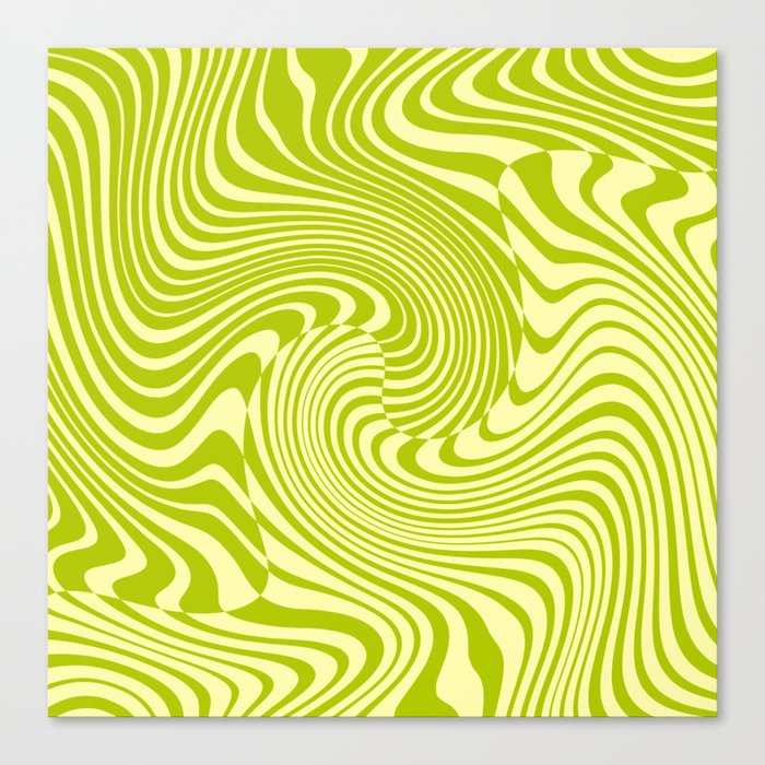 Retro Liquid Swirl Abstract Pattern 70s Green Groovy Spiral Canvas Print