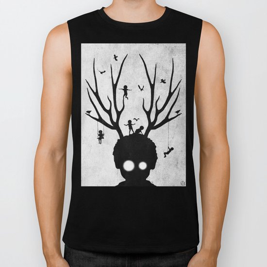 dear imaginary friends (black and white) Biker Tank