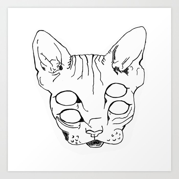 Trippy Eyed Cat Art Print By Cammariemaddox Society6