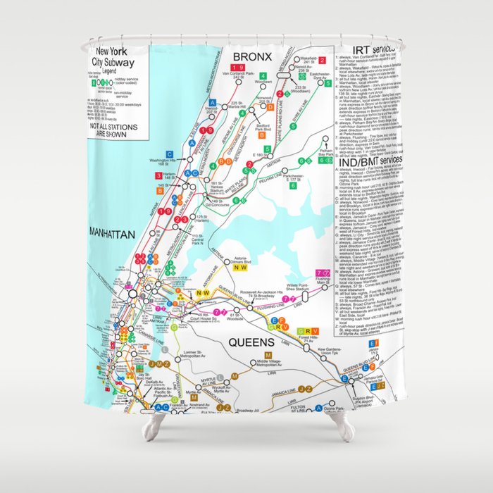 New York City Metro Subway Map Shower Curtain By Vintageartstore Society6