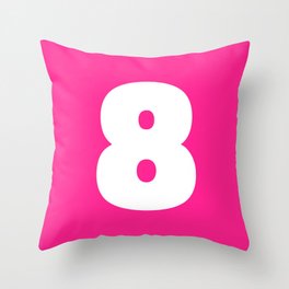 8 (White & Dark Pink Number) Throw Pillow