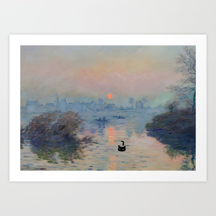 Cat Monet Impression Sunrise Art Print