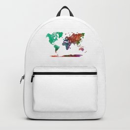 multicolored watercolor world map Backpack
