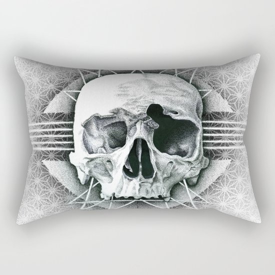 stippling skull Rectangular Pillow