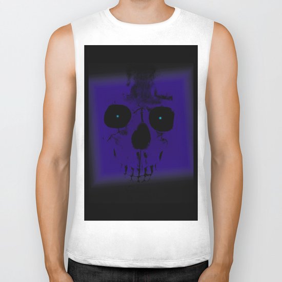 Blue Skull on Black Biker Tank