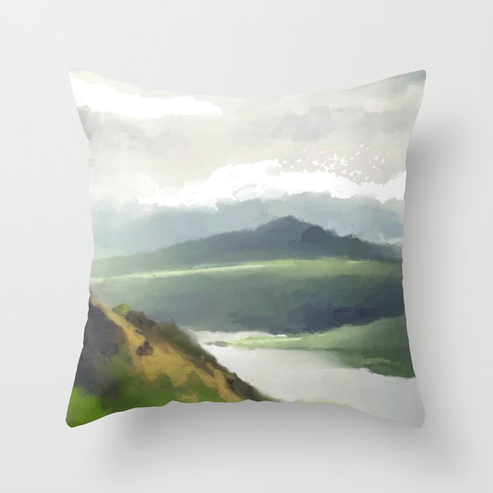 Watercolor Landscape 3 Throw Pillow