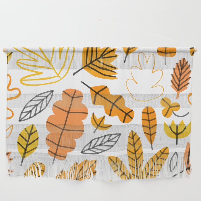 Funny autumn leaf children doodle cartoon pattern Wall Hanging
