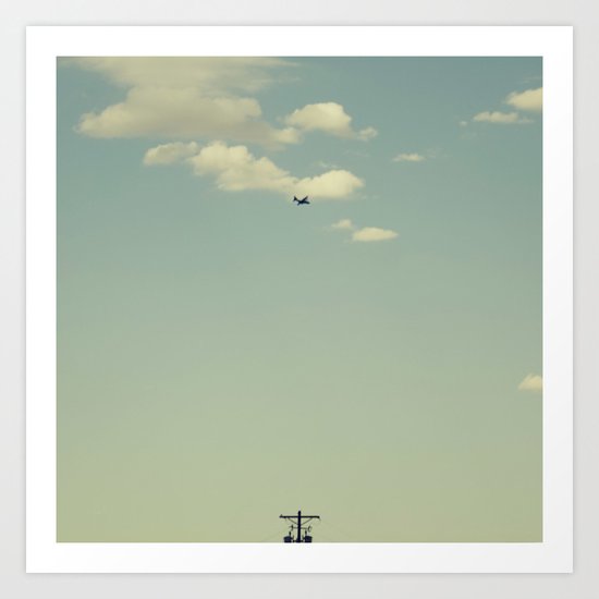 Airplane, Telephone Pole Arrangement Art Print