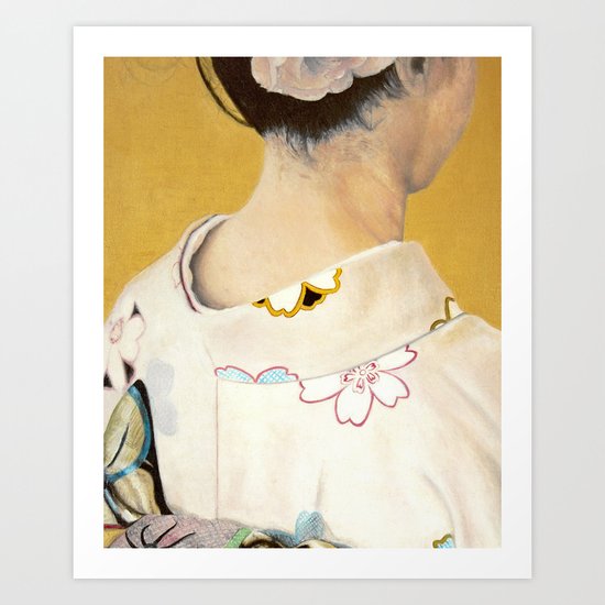 la fille au kimono - oil on canvas Art Print