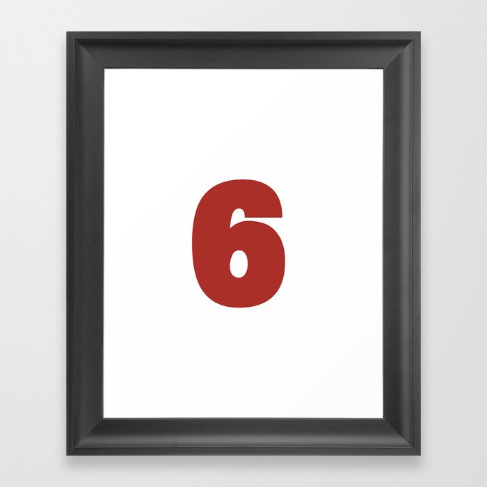 6 (Maroon & White Number) Framed Art Print