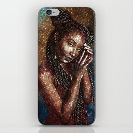 African American A Hard Rain is Gonna Fall female portrait painting for wall and home decor iPhone Skin