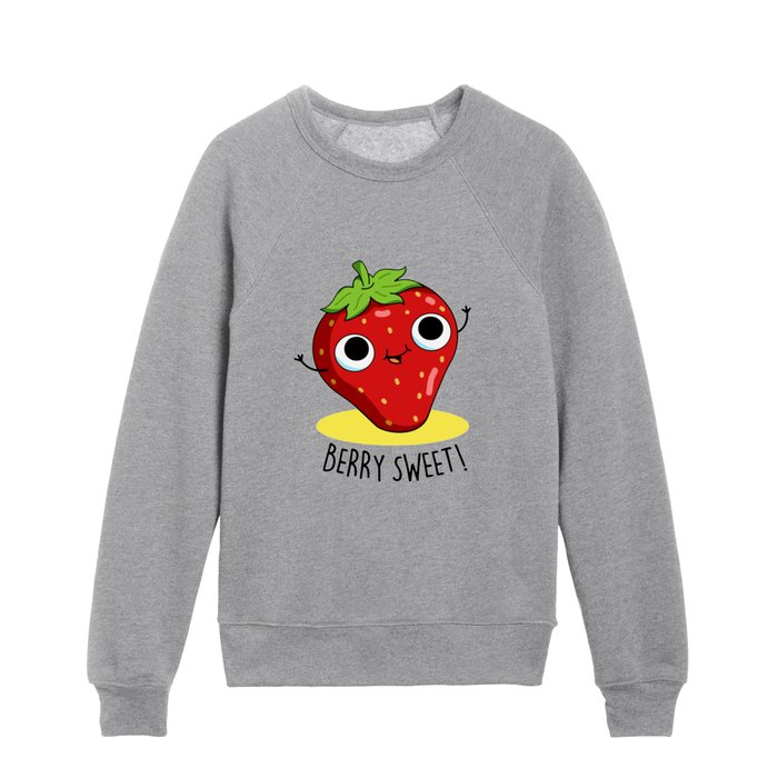Berry Sweet Cute Strawberry Pun Kids Crewneck