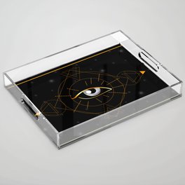 Esoteric Third Eye of providence in magical orbs and triangles in space	 Acrylic Tray