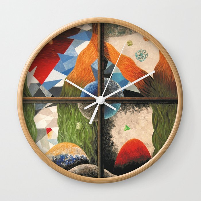 Hops and Jazz earth tones with stones musical nature landscape painting by Valentin Rozsnyai Wall Clock