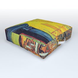 Vincent Van Gogh - Cafe Terrace at Night (new color edit) Outdoor Floor Cushion | Art, Terrasse, Urban, Masterpiece, Bestselling, Vangogh, Cafe, Yellow, Street, Life 