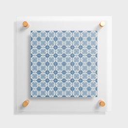 Cheerful Retro Modern Kitchen Tile Mini Pattern Denim Blue Floating Acrylic Print