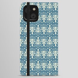 Ancient Art Motif in Blue & Offwhite iPhone Wallet Case