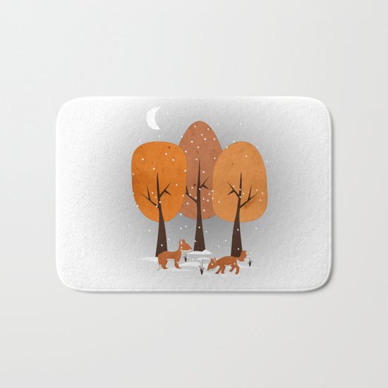 Winter Foxes Bath Mat