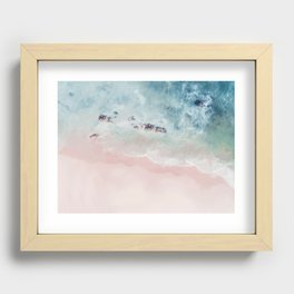 Ocean Pink Blush Beach Print - Aerial Beach - Sea Photo - Travel photography by Ingrid Beddoes Recessed Framed Print