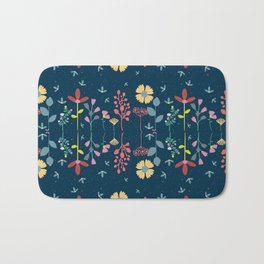 Flowers in the midnight sky Bath Mat