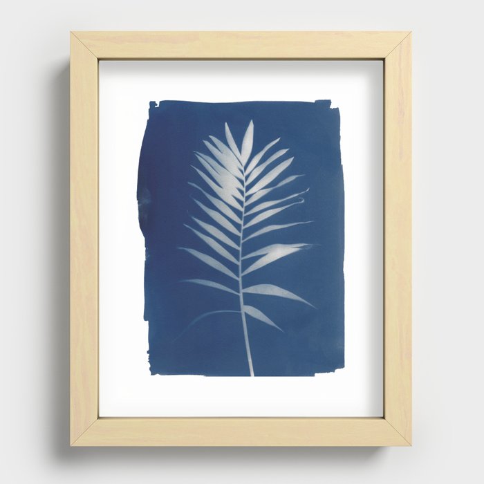 Jackie Partridge Art - Palm Leaf- Cyanotype Recessed Framed Print