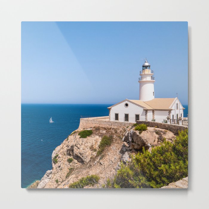 Spain Photography - Lighthouse By The Beautiful Blue Ocean Metal Print