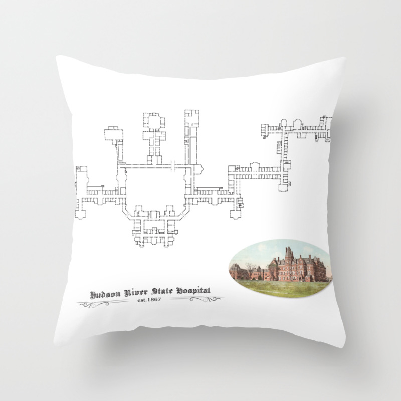 Hudson River State Hospital Blueprint Print Throw Pillow By Kirkbridestyle Society6